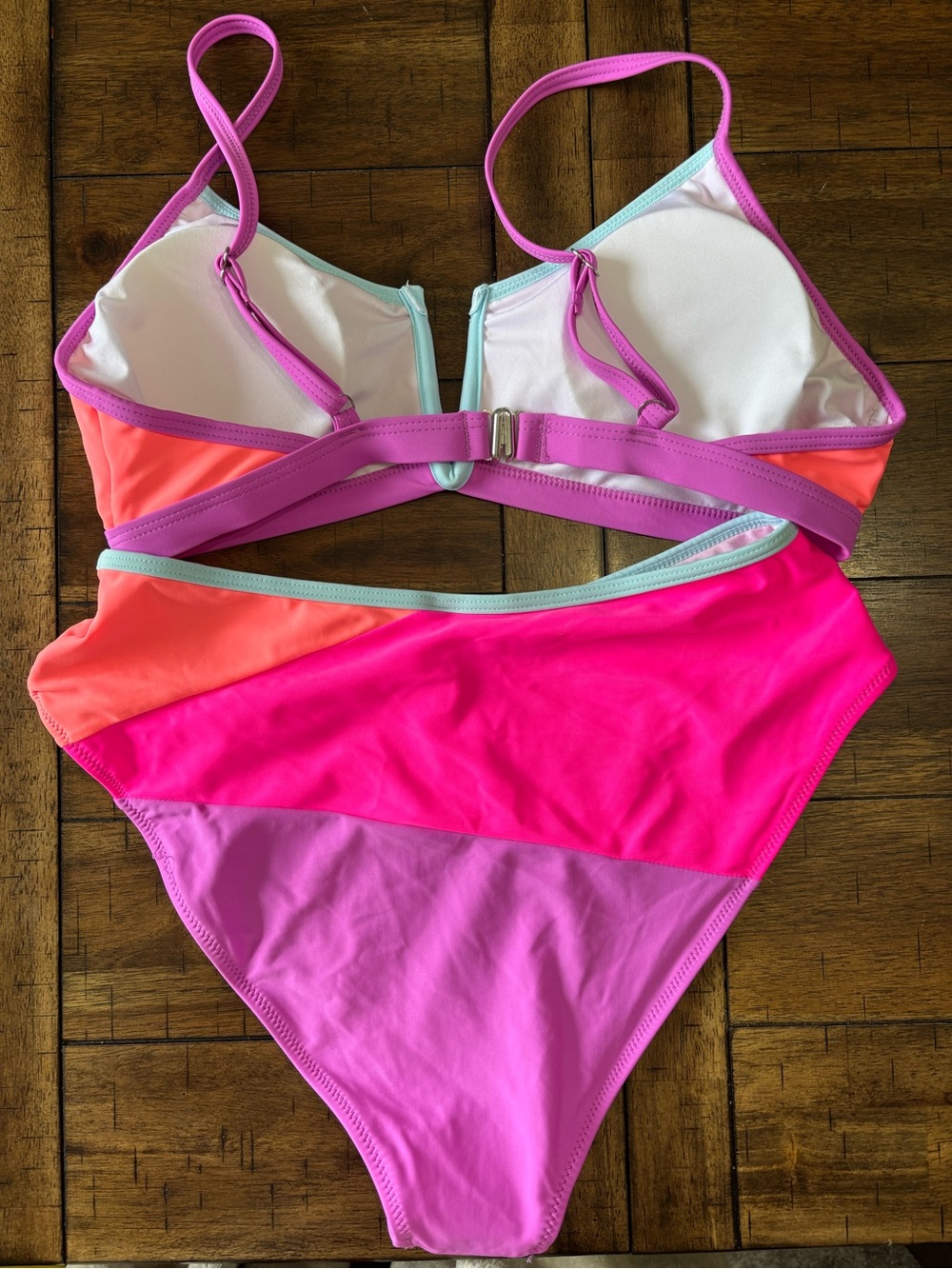 Popvil Colorblock Bikini Set in Pink & Orange and purple - Picture 5 of 6